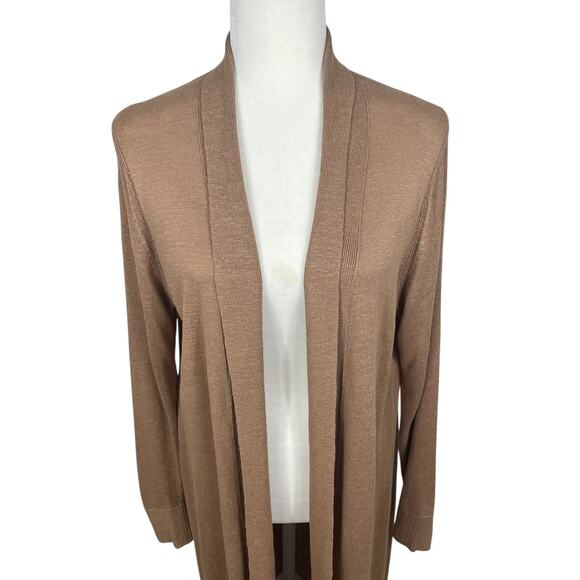 Banana Republic Linen Blend Long Line Cardigan Minimalist Quiet Luxury Sz Medium - Picture 3 of 11